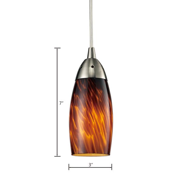 Milan 3'' Wide 1-Light Mini Pendant - Satin Nickel with Espresso Glass
