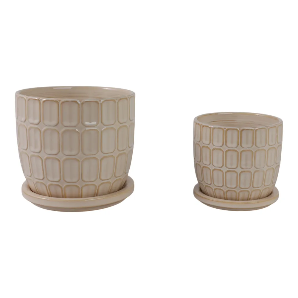 LEONAHAM SET OF 2 IVORY PLANTER 7 (IN)