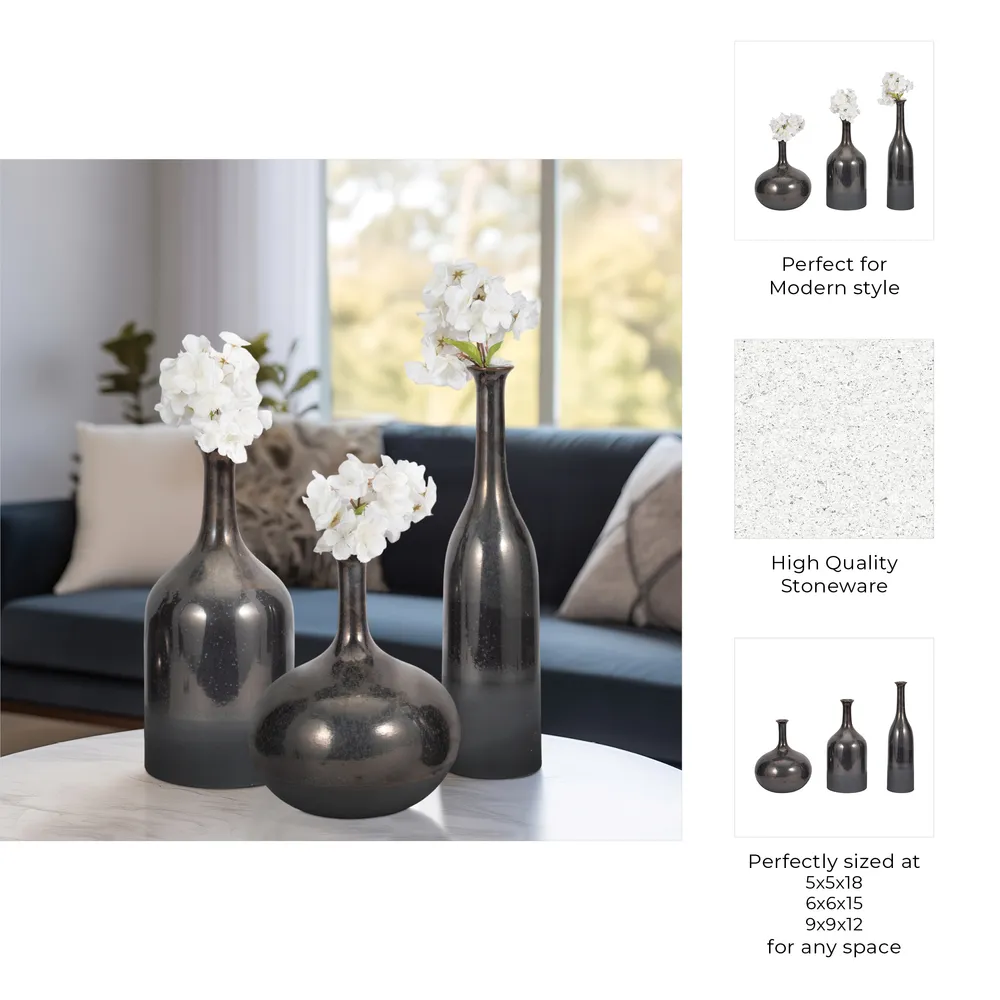 MAXLAKE SET OF 3 BRONZE VASES 18 (IN)