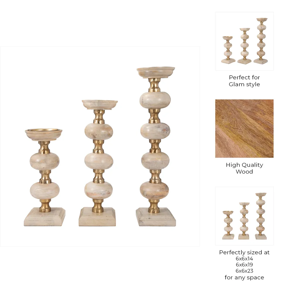 JULIANROSE SET OF 3 BROWN CANDLESTICK 23 (IN)