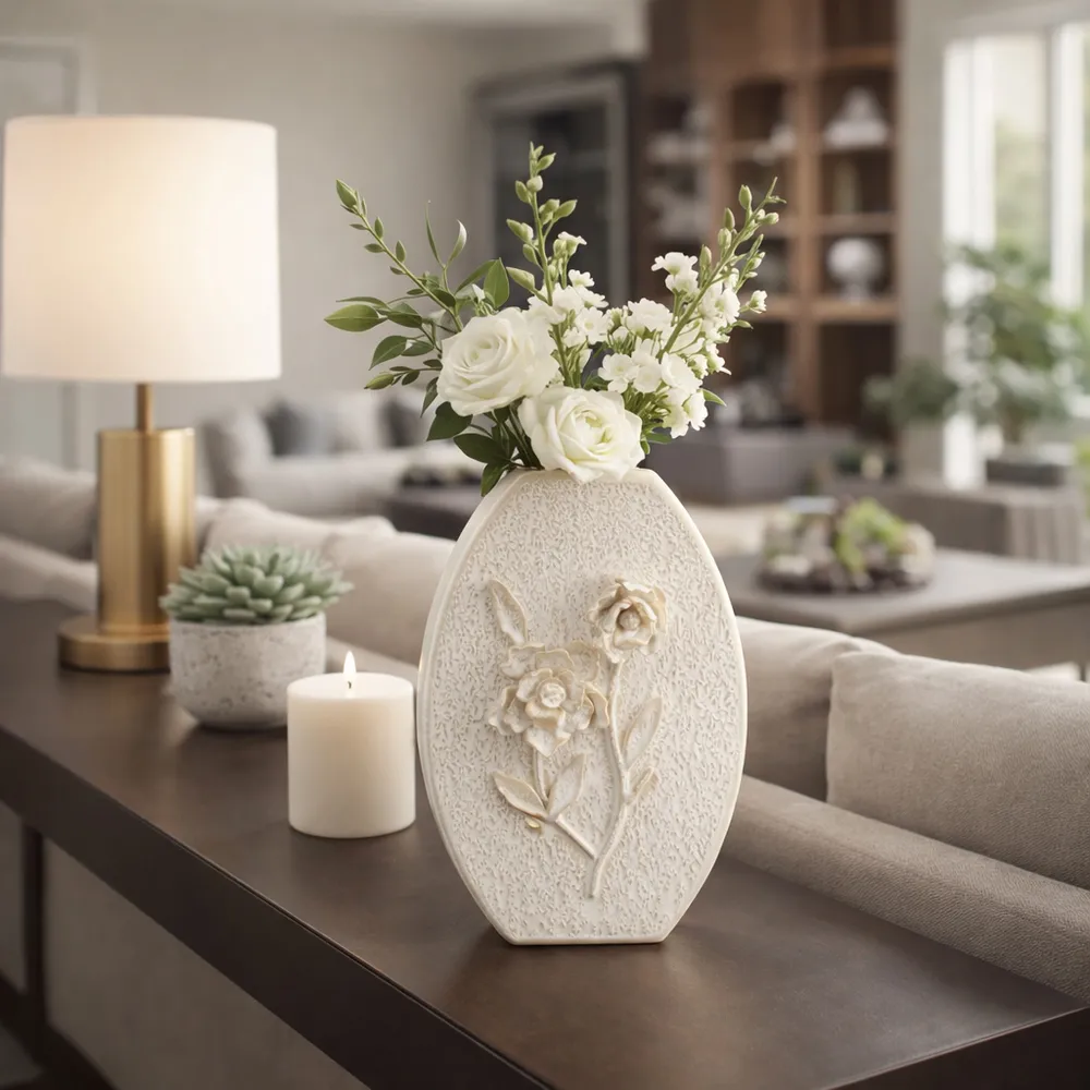 HAYESTON WHITE VASE 15 (IN)