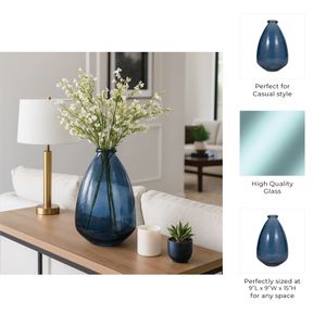 SUTTONWORTH BLUE GLASS VASE 15 (IN) 10