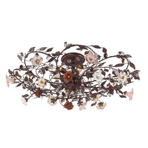 Cristallo Fiore 38'' Wide 6-Light Flush Mount - Deep Rust 1