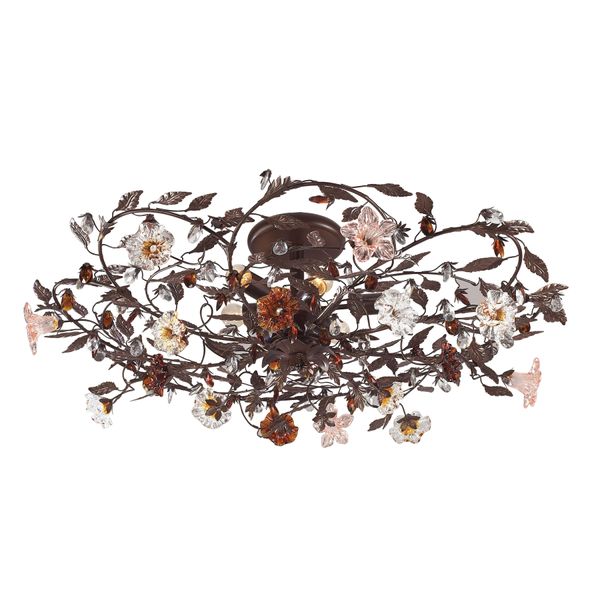 Cristallo Fiore 38'' Wide 6-Light Flush Mount - Deep Rust