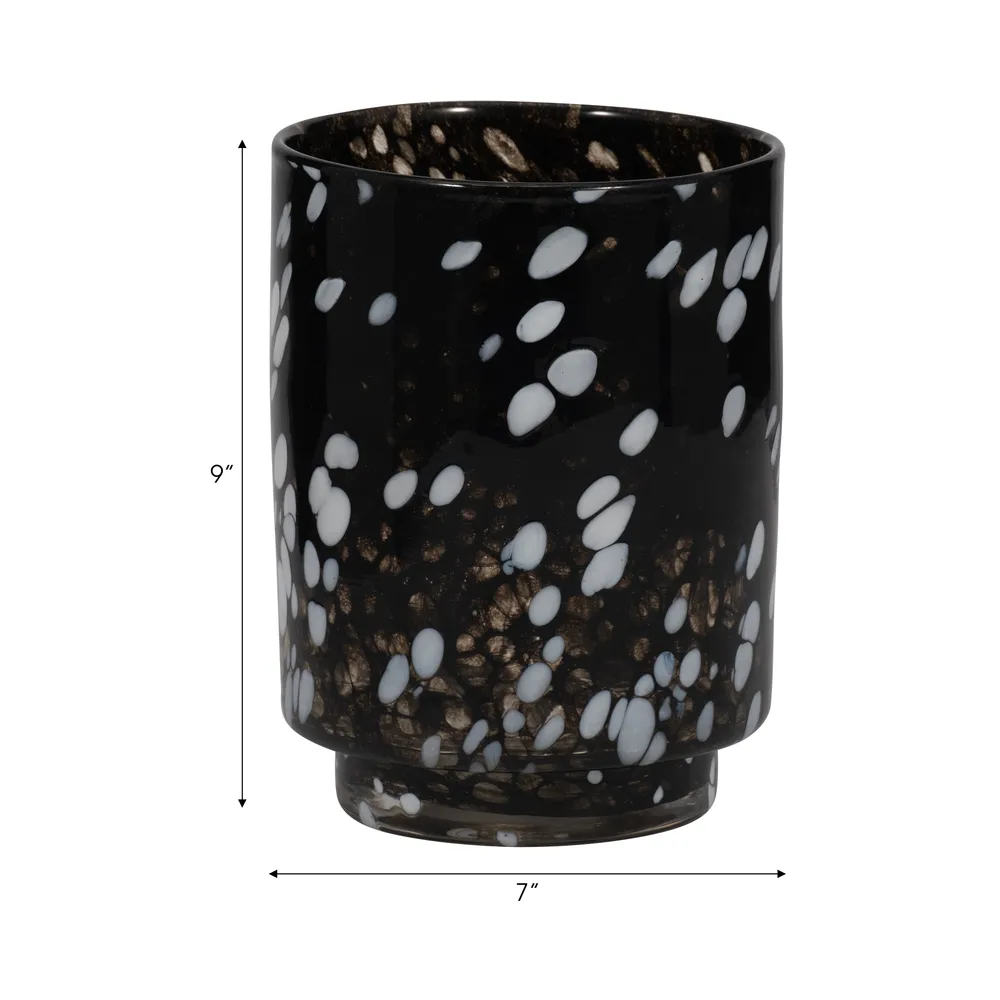 BAKERWOOD BLACK GLASS VASE 9 (IN)