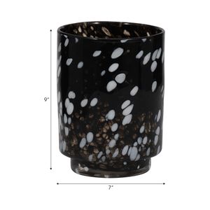 BAKERWOOD BLACK GLASS VASE 9 (IN) 9