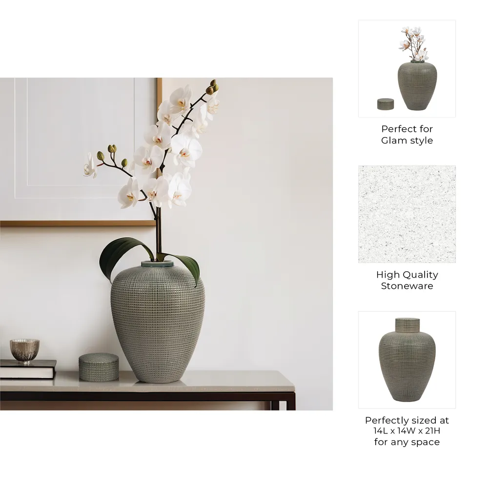 ELTONRIDGE GREEN VASE 21 (IN)