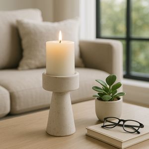 CARLIN WHITE CANDLE HOLDER 8 (IN) 11