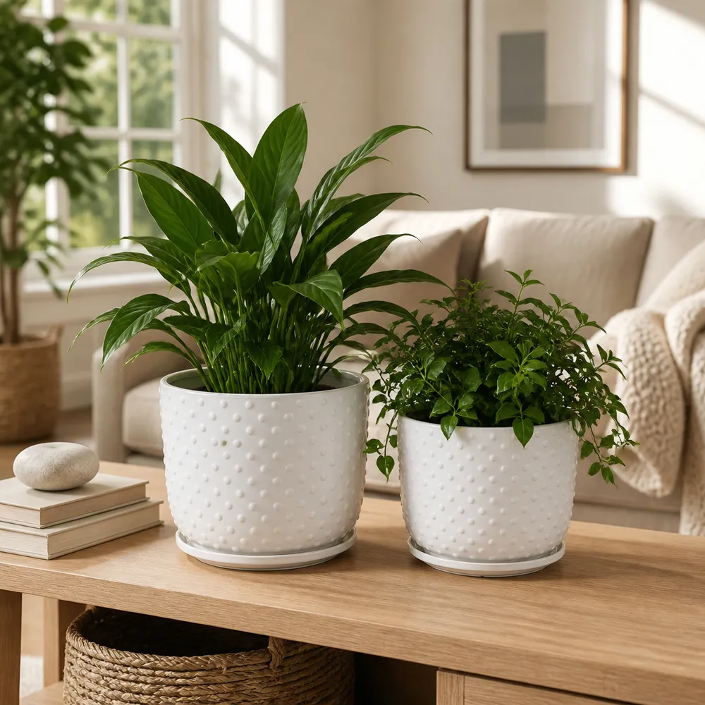 FIONAOAK SET OF 2 WHITE PLANTER 10 (IN)