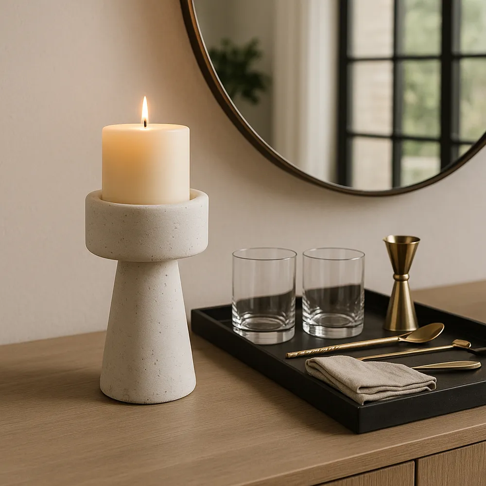 CARLIN WHITE CANDLE HOLDER 8 (IN)