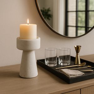CARLIN WHITE CANDLE HOLDER 8 (IN) 2