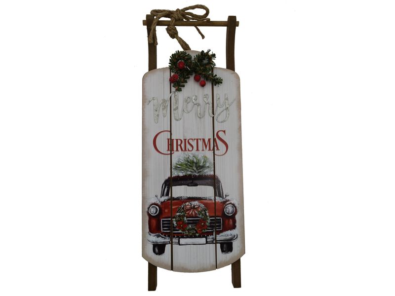 7" X 19"WOODEN SLED DECORATION 1