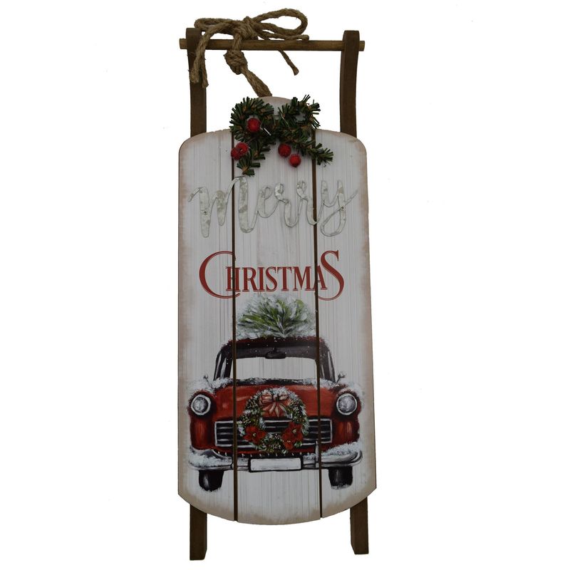 7" X 19"WOODEN SLED DECORATION