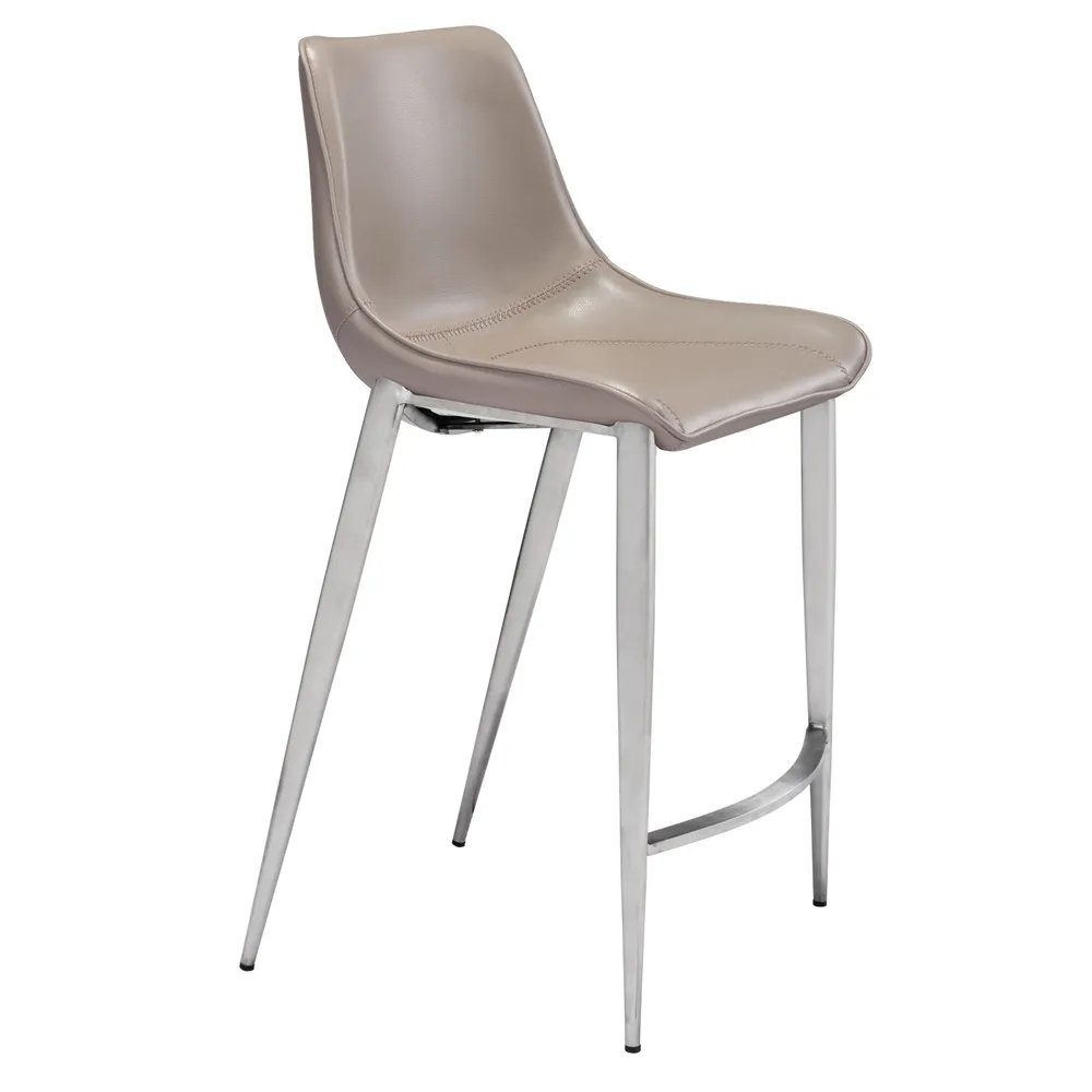 Magnus Counter Stool Brown & Silver