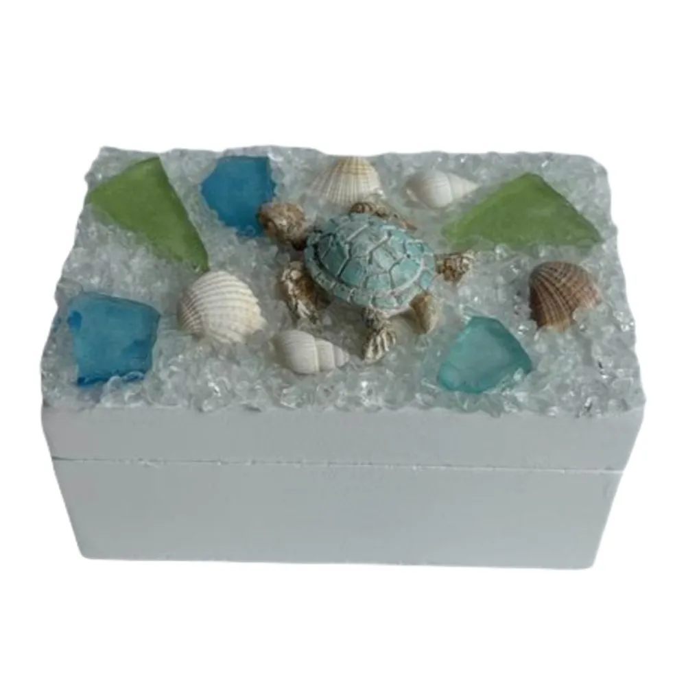 4-1/3" NAUTICAL BOX WITH TURTLE