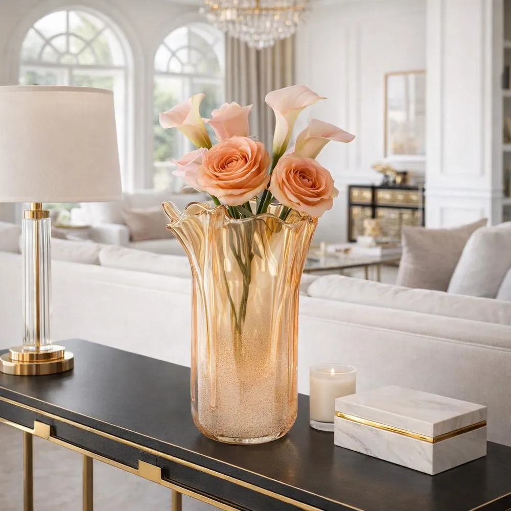 DAXTONROSE TAN GLASS VASE 13 (IN)