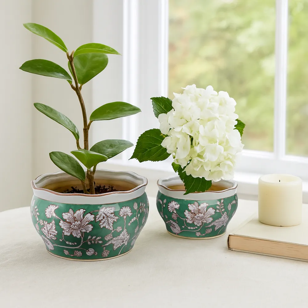 WATSONCLIFF SET OF 2 GREEN PLANTER 7 (IN)