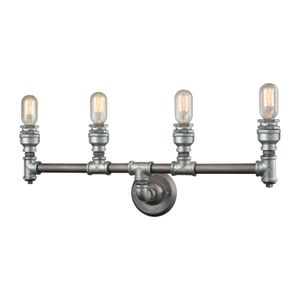 Cast Iron Pipe 28'' Wide 4-Light Vanity Light - Weathered Zinc 1