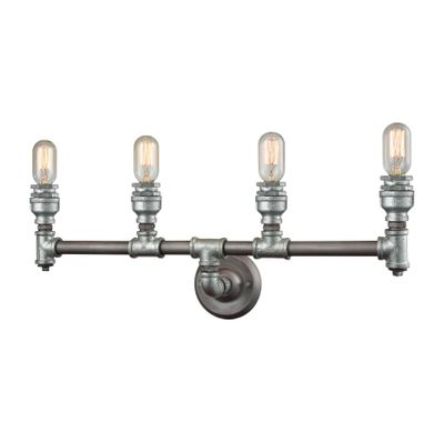 Cast Iron Pipe 28″ Wide 4-Light Vanity Light - Weathered Zinc