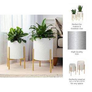 HAYFORDTON SET OF 2 WHITE PLANTER 23 (IN) 11