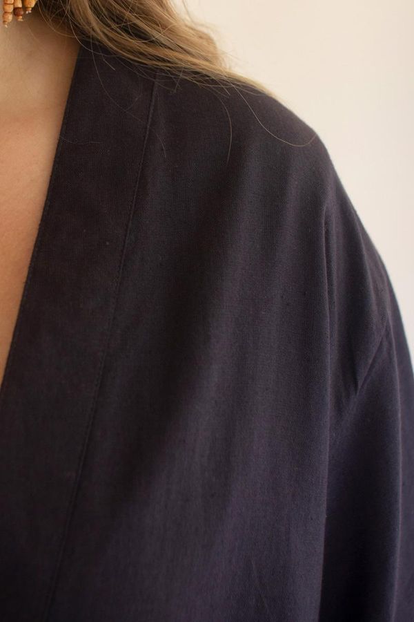 Short Kimono with Front Pockets / Midnight