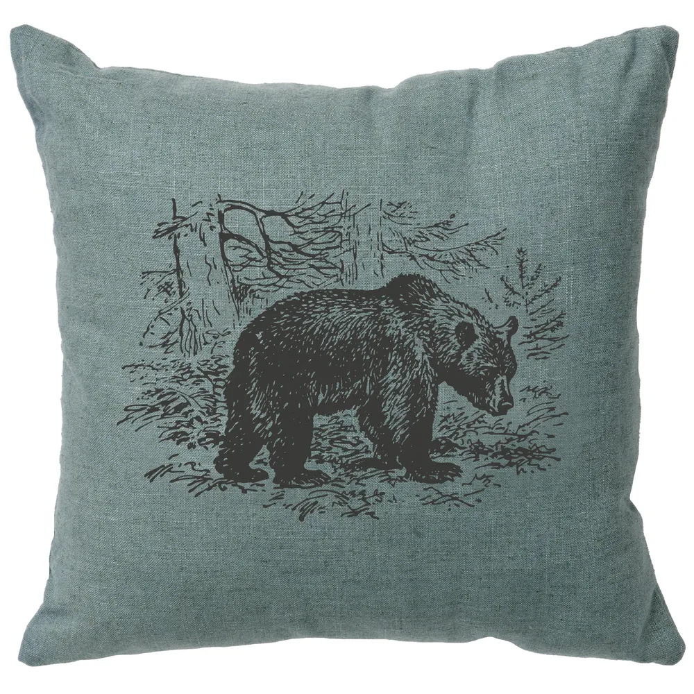 Image Pillow - Bear Scene - Linen Ocean