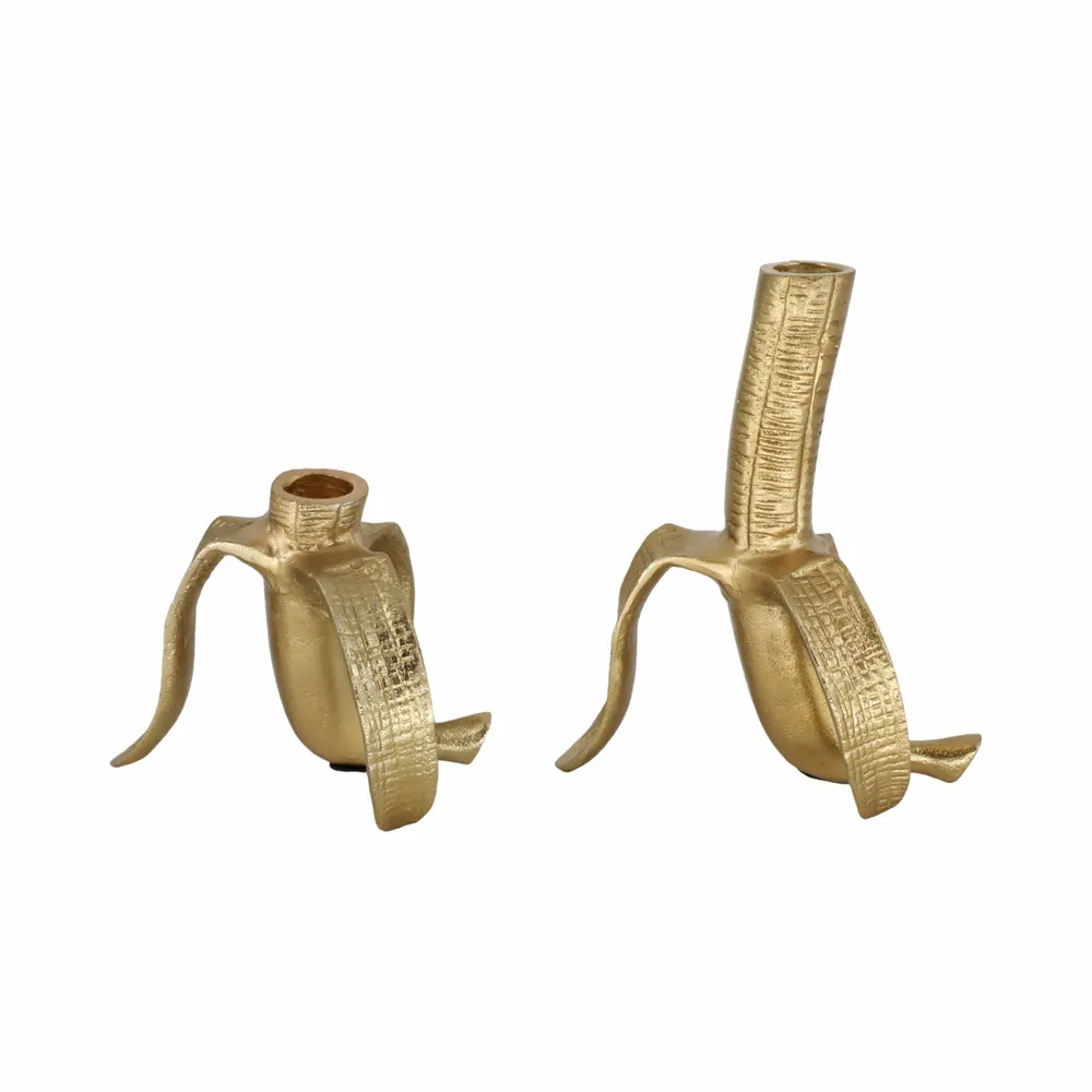 HAXTONGROVE SET OF 2 GOLD CANDLE HOLDER 7 (IN)