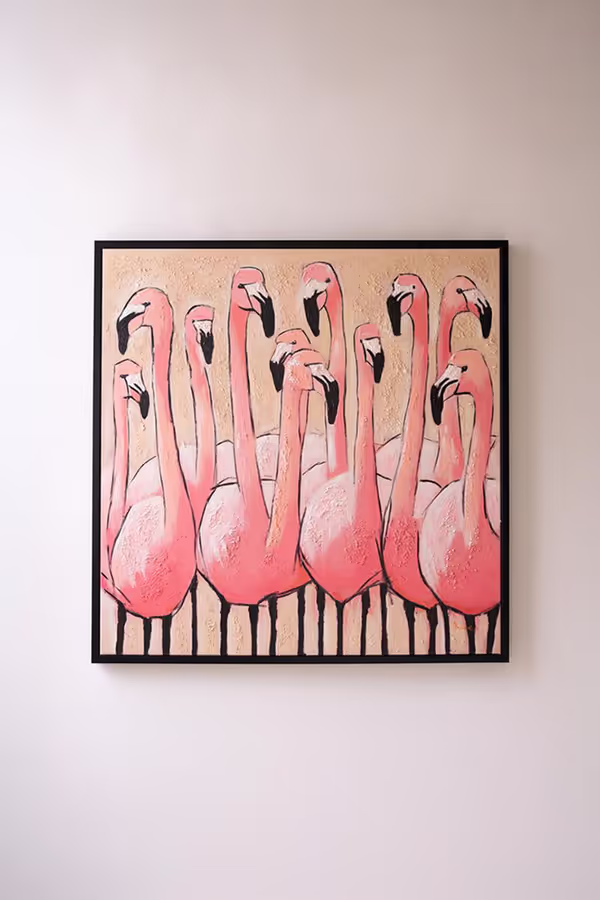 Framed Flamingo Painting