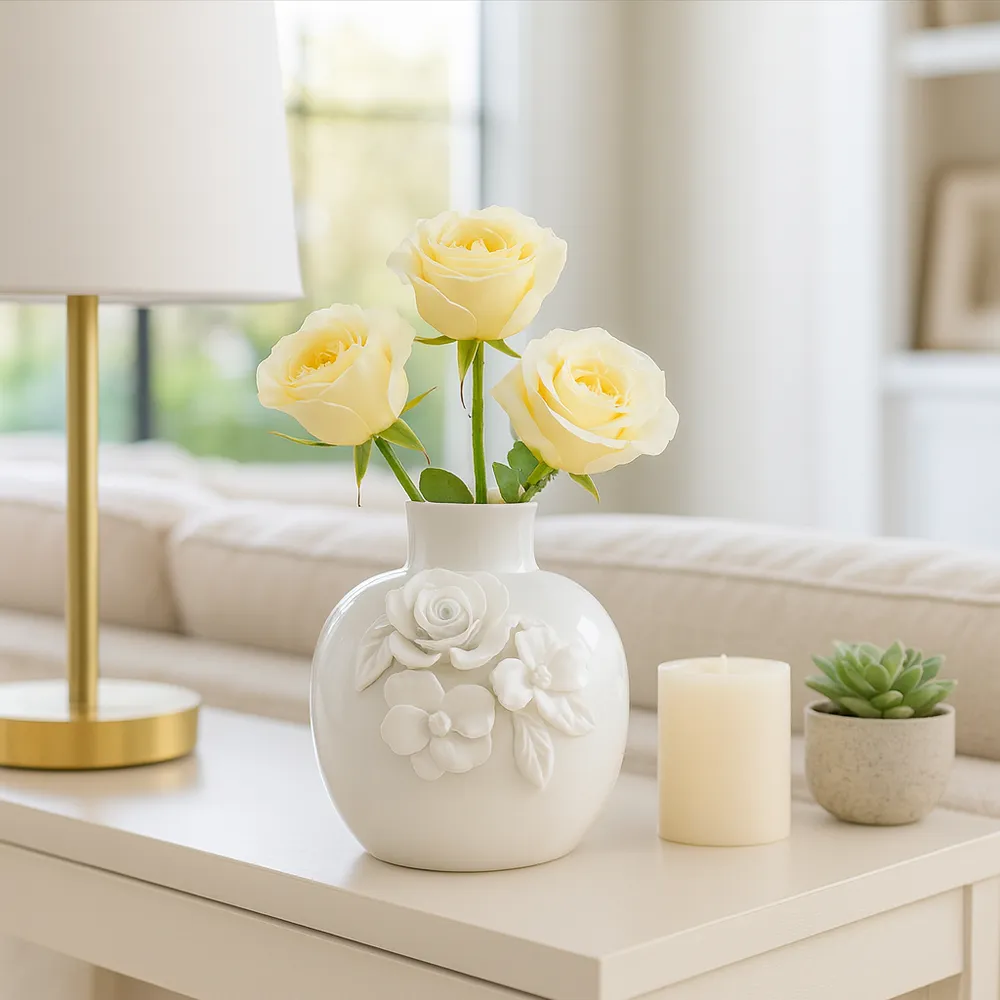 RYLANBEACH WHITE VASE 7 (IN)