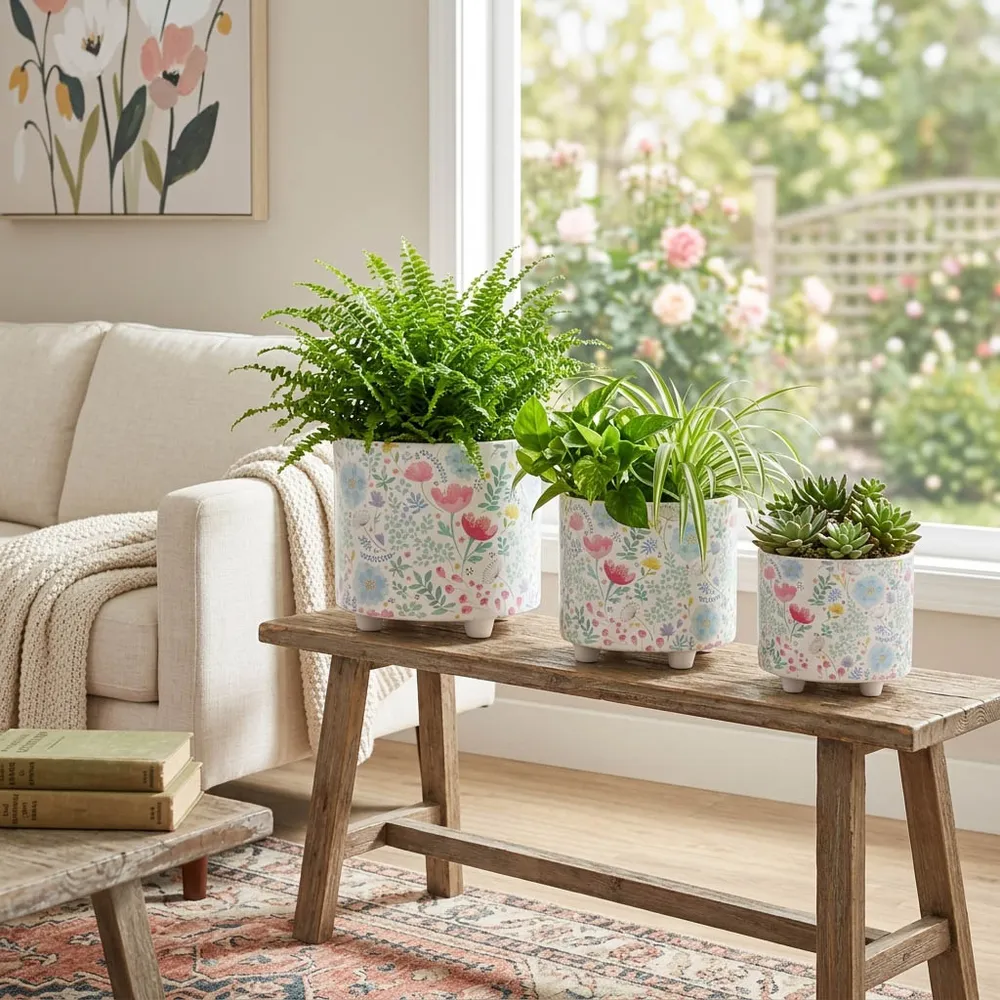 CALTONCROSS SET OF 3 BLUE PLANTER 11 (IN)
