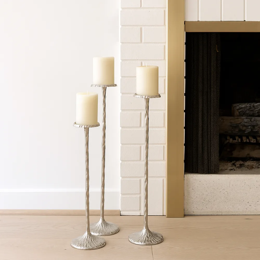 BREEFIELD SET OF 3 SILVER CANDLE HOLDER 40 (IN)