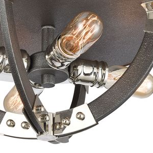 Riveted Plate 19'' Wide 4-Light Flush Mount - Silverdust Iron 5