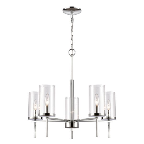 Oakland 25'' Wide 5-Light Chandelier - Chrome