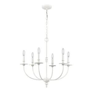 Hartford 25″ Wide 6-Light Chandelier - Farmhouse White 2