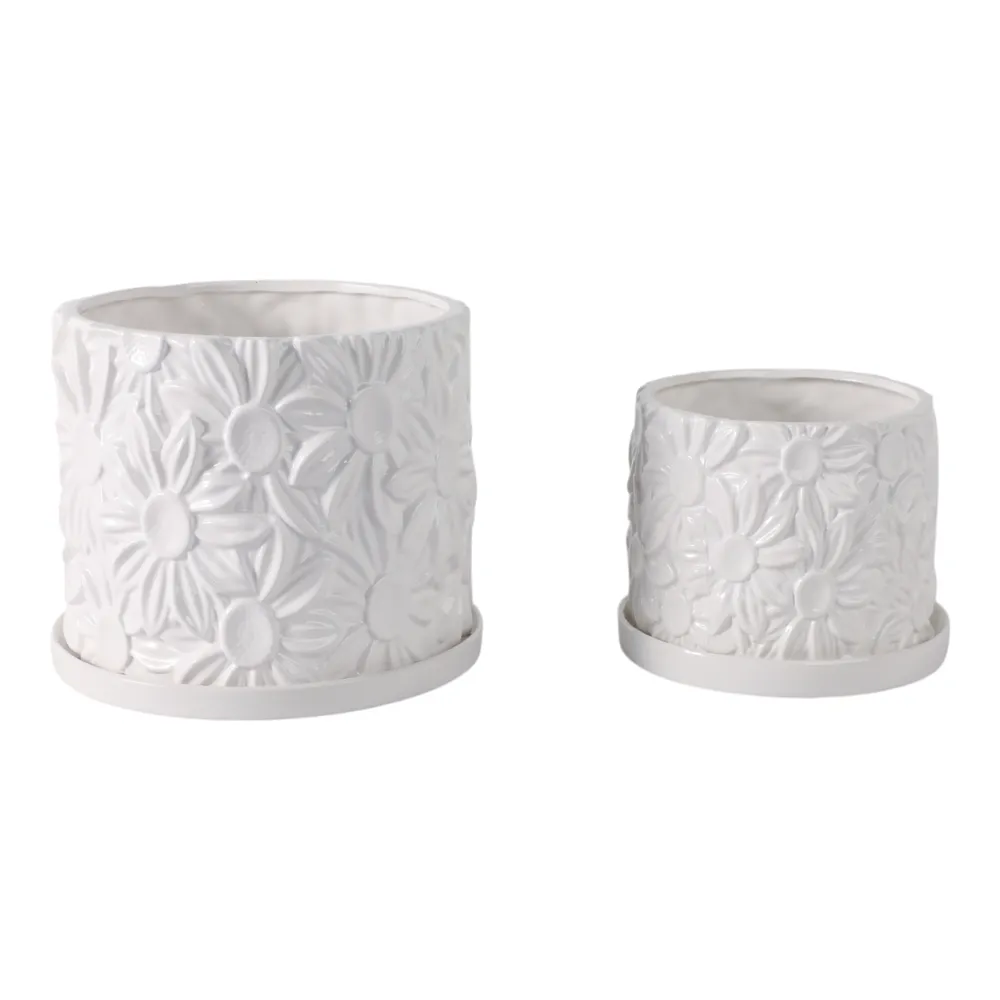 BOWENHAVEN SET OF 2 WHITE PLANTER 7 (IN)