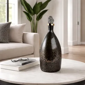 FARLEYDALE BLACK GLASS VASE 18 (IN) 11