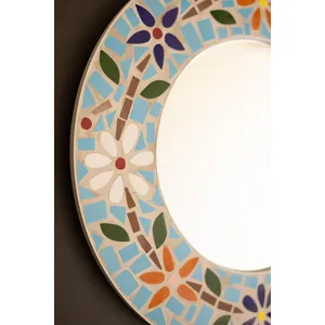 Round Mosaic Tile Flower Mirror 2