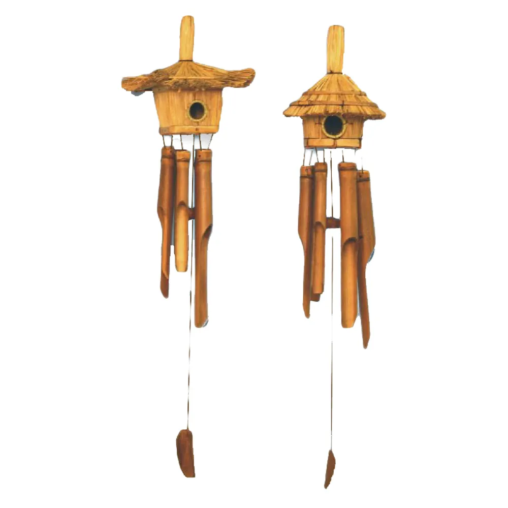 36" WICKER BIRDHOUSE WINDCHIME 2-ASST