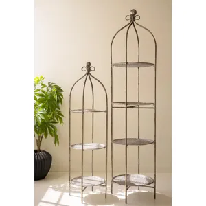 Set of 2 Tiered Round Rustic Iron Displays 5
