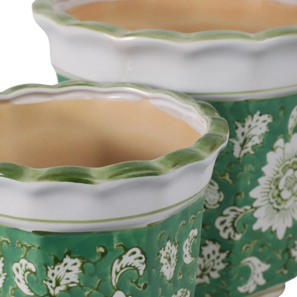 AIDENRIDGE SET OF 2 GREEN PLANTER 8 (IN)