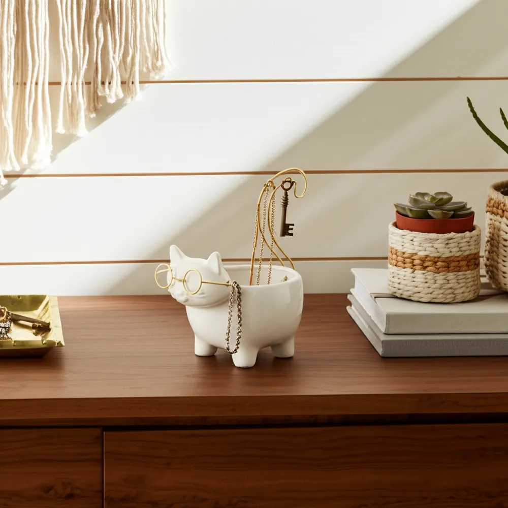 CARLINOAK WHITE TRINKET DISH 8 (IN)