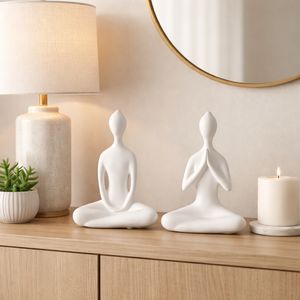 HAMMONDWAY SET OF 2 WHITE DECOR 11 (IN) 12