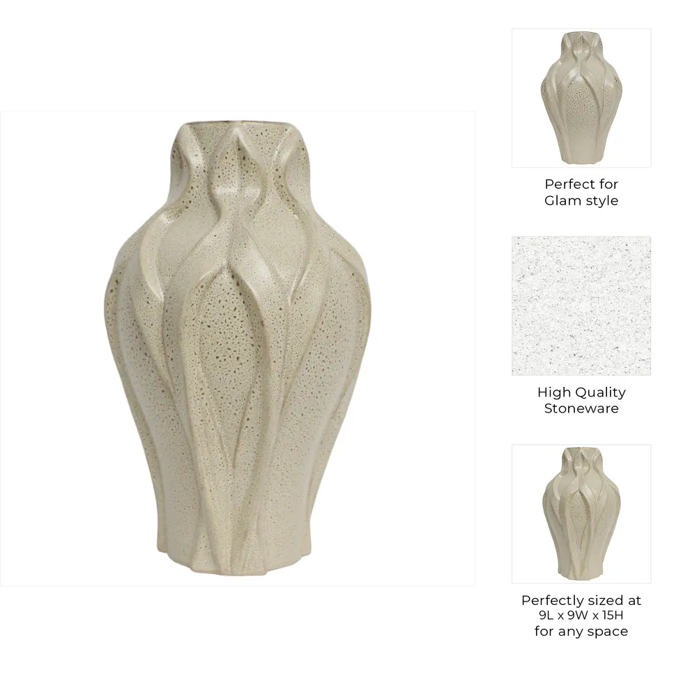 CARLTONOAK IVORY VASE 15 (IN)