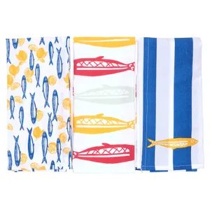 Seaside Sardines Cotton Kitchen Towels (Set of 3) 4