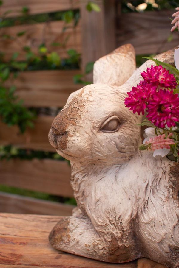 Faux Concrete Rabbit Planter