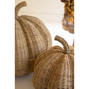 Set of 2 Giant Woven Vine Pumpkins 2