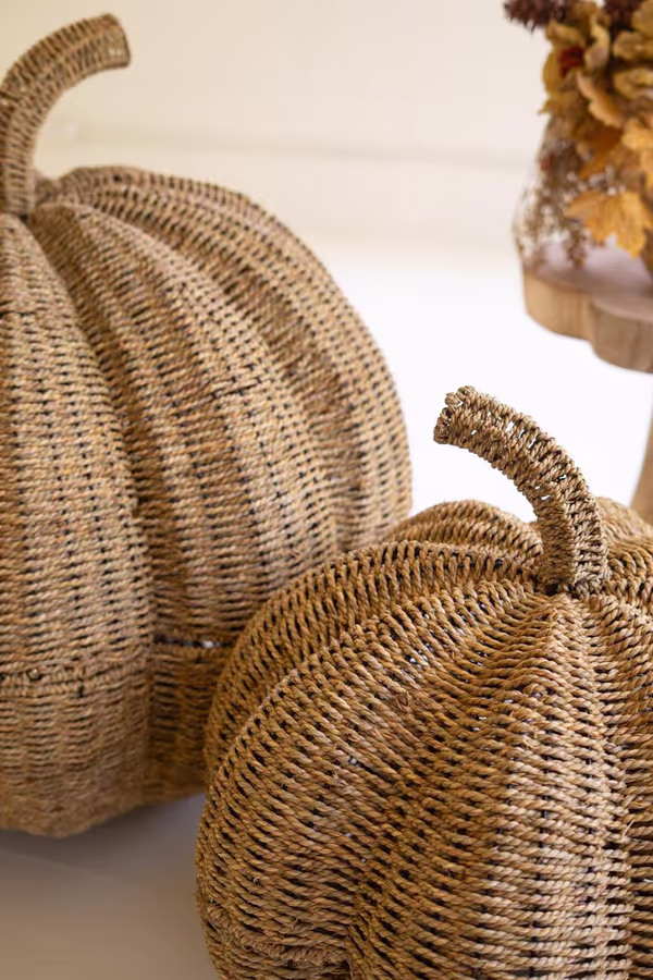 Set of 2 Giant Woven Vine Pumpkins