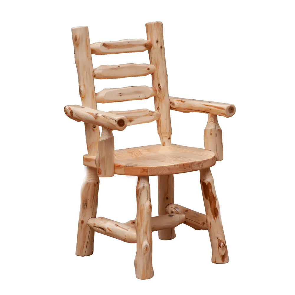 Cedar Ladder-back Log Arm Chair - Coffee