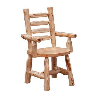 Cedar Ladder-back Log Arm Chair - Coffee