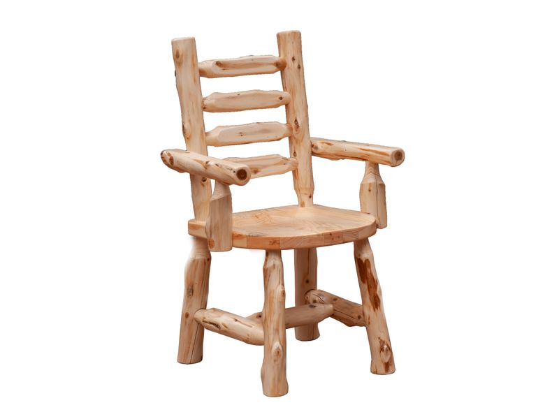 Cedar Ladder-back Log Arm Chair - Coffee 2